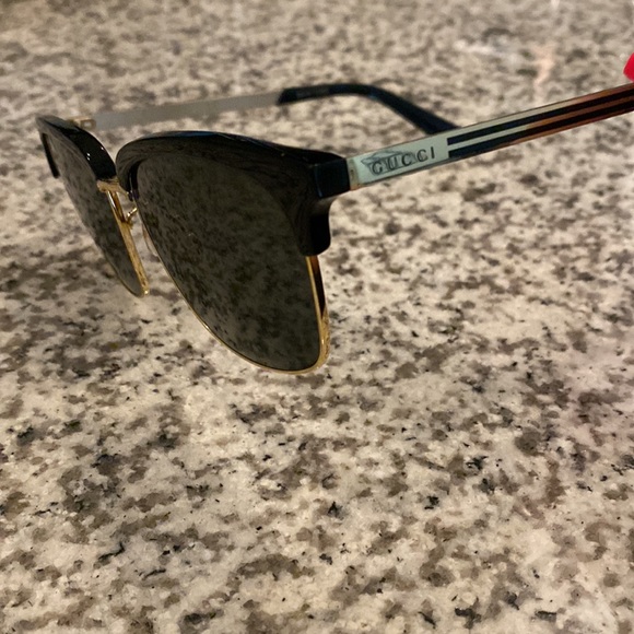 Men’s GUCCI Half-Rim Acetate/Metal Square Sunglasses - Picture 3 of 3